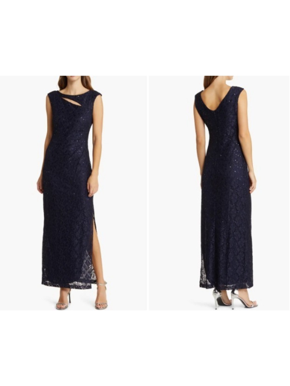 Connected Apparel Navy Sequin Lace Sheath Dress Size 12 NWT - Picture 2 of 11